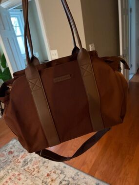 Poppy & Peonies Brown Laptop Tote Bag